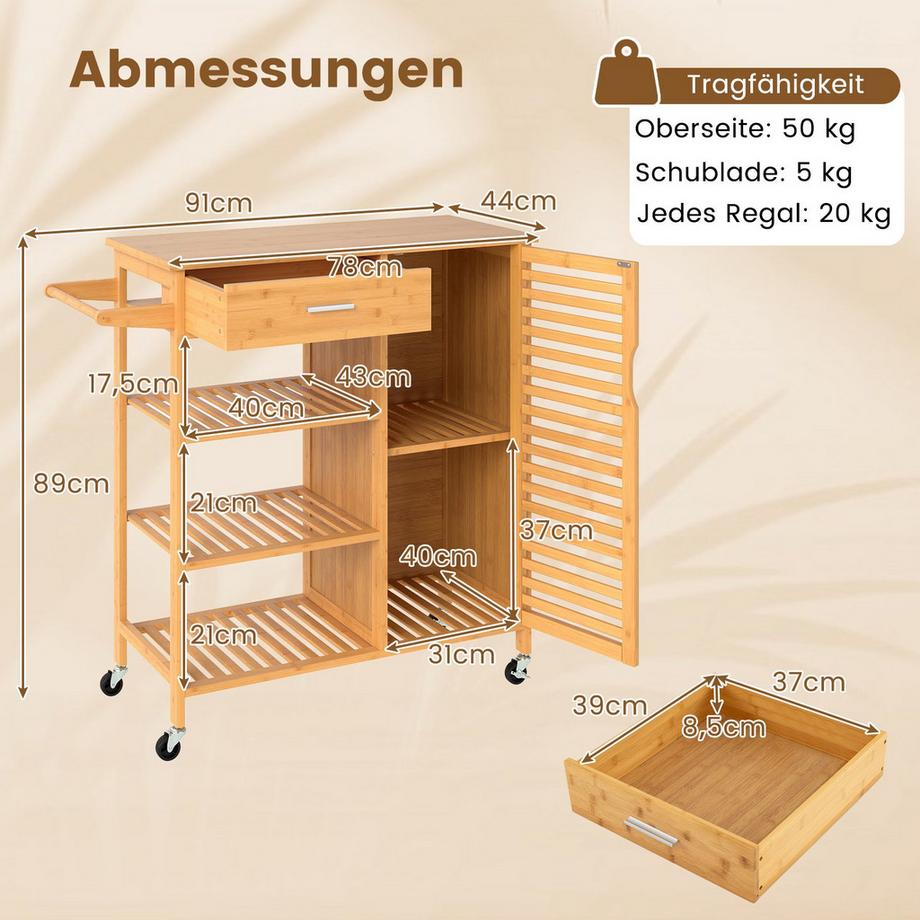 Northix Carrello da cucina con contenitore  
