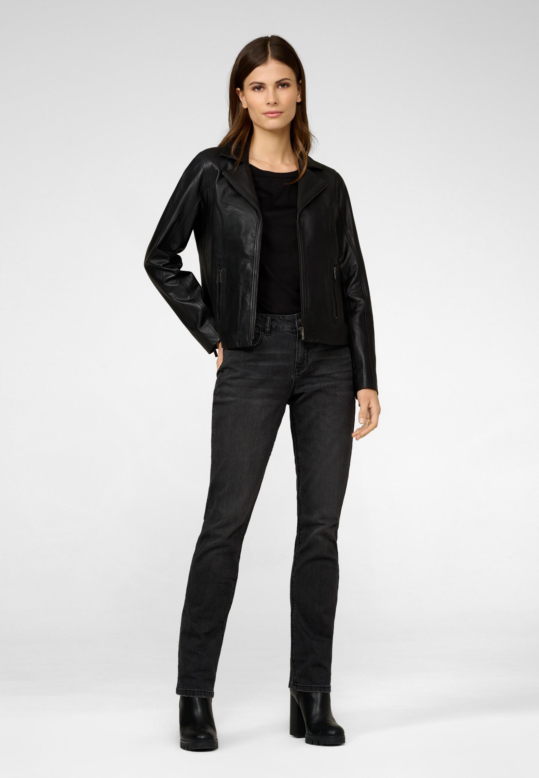 RICANO  Veste en cuir s Amelie, style classique avec col revers 