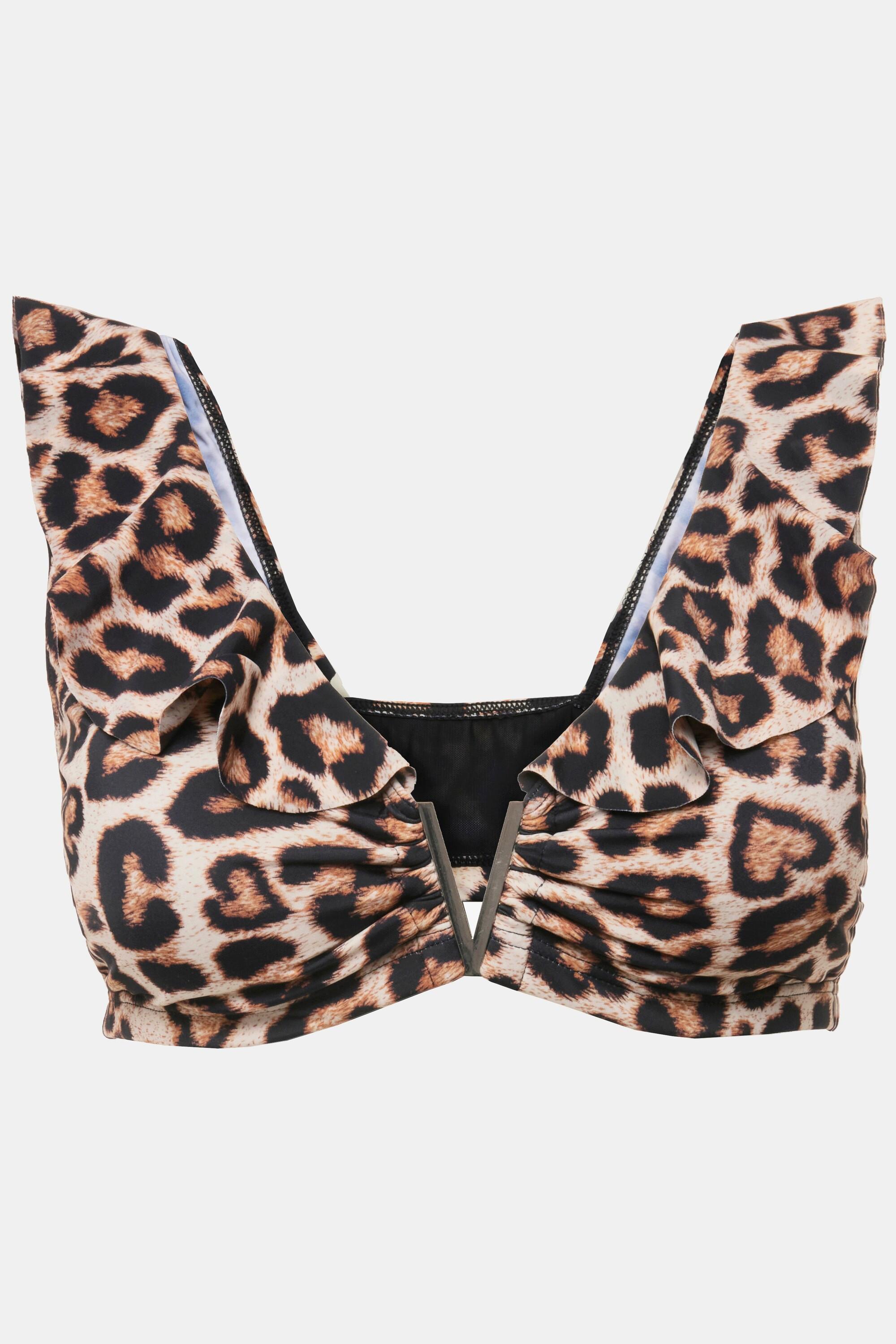 Studio Untold  Top del bikini, coppe morbide e volant cammello 