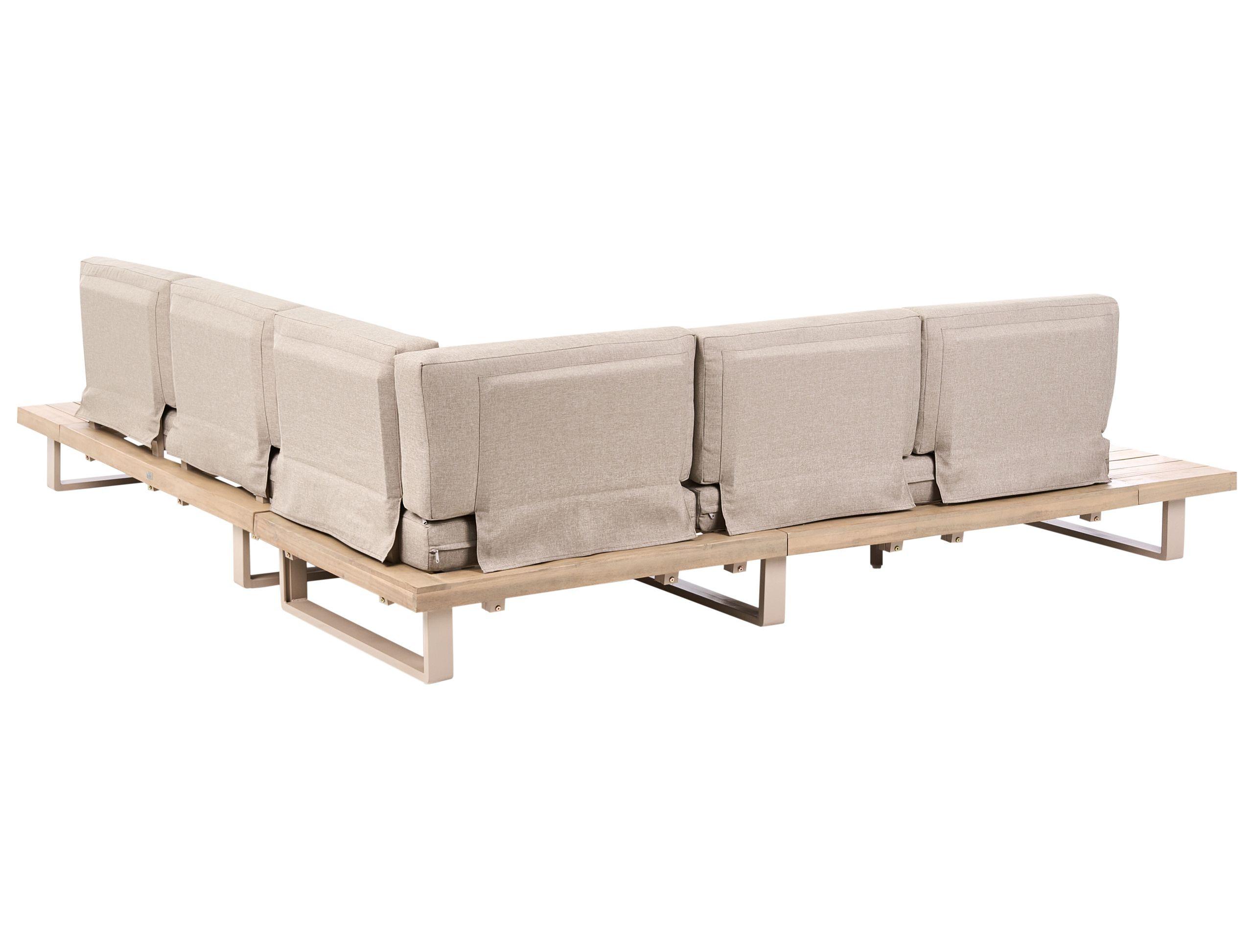 Beliani Ecksofa aus FSC® zertifiziertes Akazienholz Mediterran MYKONOS  