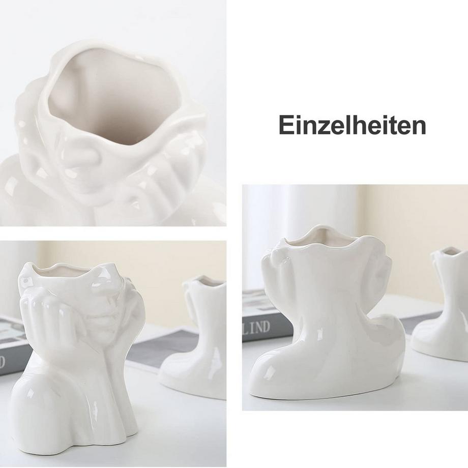 Alopini Gesichtsvase, Blumendekor, Keramikkörper weibliche Form  