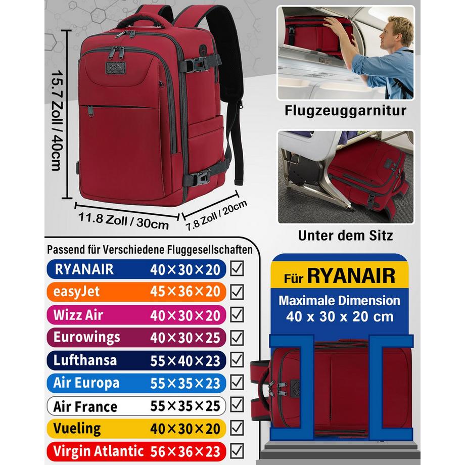 Only-bags.store Zaino Piccolo per Bagaglio a Mano Ryanair  