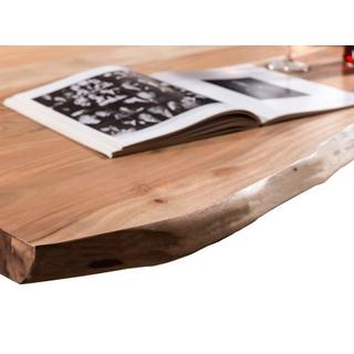 mutoni Table 160x85 cm - acacia naturel - acier noir - avec bordure d'arbre  