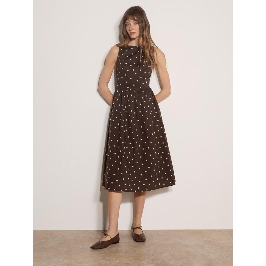 Midi-Kleid aus Baumwolle mit Polka-Dot-Muster