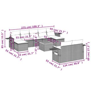 VidaXL set divano da giardino Polirattan  