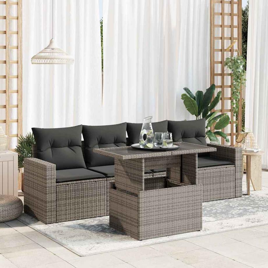 VidaXL set di divani da giardino Polirattan  