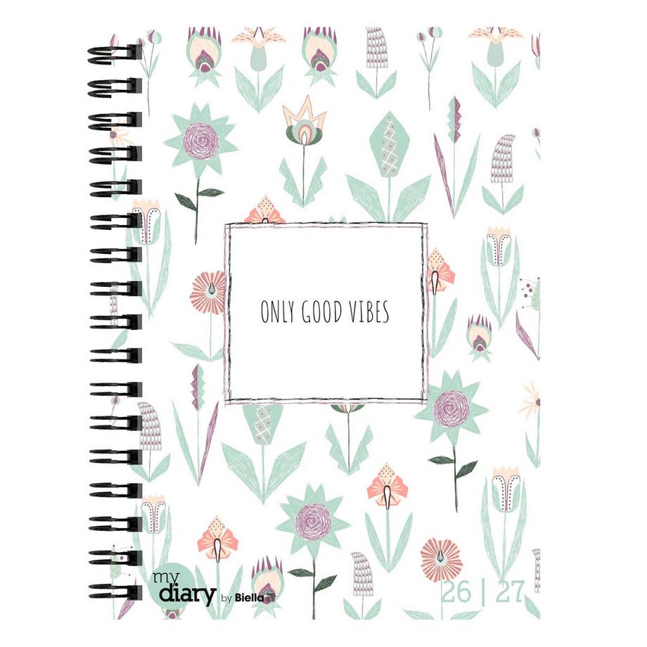 Biella Agenda scolaire mydiary Wire-O 3½ jours par page, Flower  