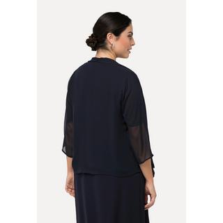 Ulla Popken  Giacca di chiffon dal taglio oversize con collo a scialle e maniche a 3/4 