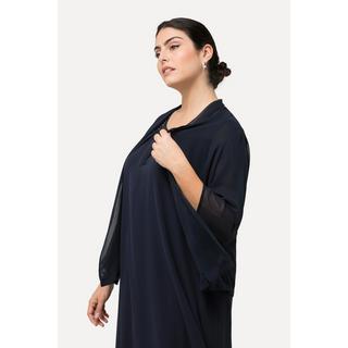 Ulla Popken  Giacca di chiffon dal taglio oversize con collo a scialle e maniche a 3/4 