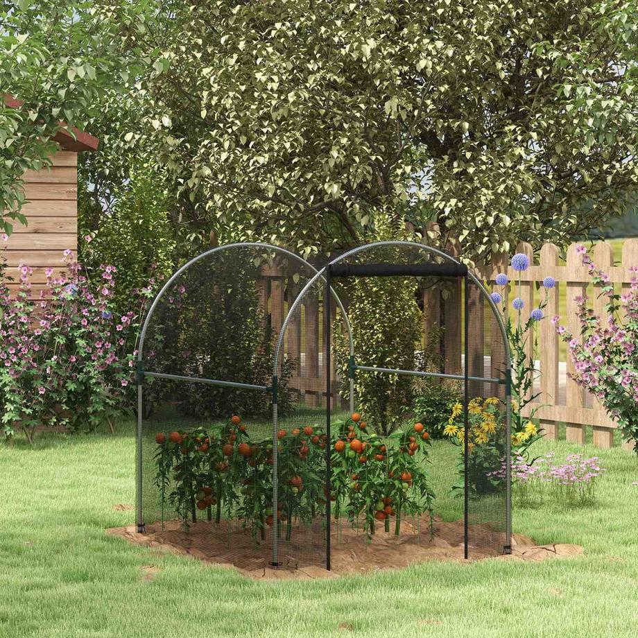 Northio Gartennetz Pflanzenschutzzelt Tür Insektenschutz Stahl Schwarz 1,2X1,5X1,5M  