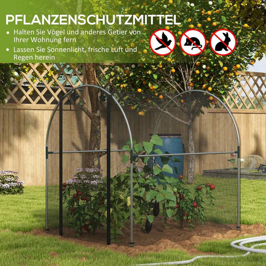 Northio Gartennetz Pflanzenschutzzelt Tür Insektenschutz Stahl Schwarz 1,2X1,5X1,5M  