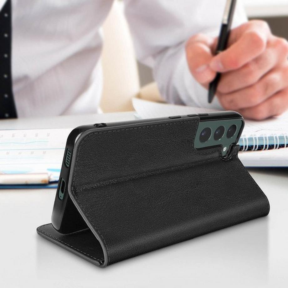 Avizar  Lederhülle Samsung S22 Plus Schwarz 