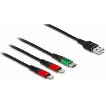 Câble USB de chargement 3-en-1 Type-A à 2 x Lightning™ / USB Type-C™, 1 m