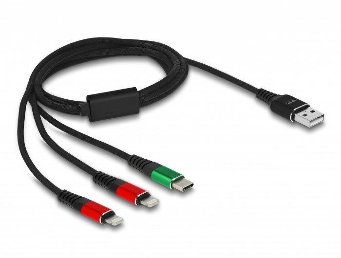 DeLock  86821 cavo USB 1 m USB 2.0 USB A USB C/Lightning Nero, Verde, Rosso 