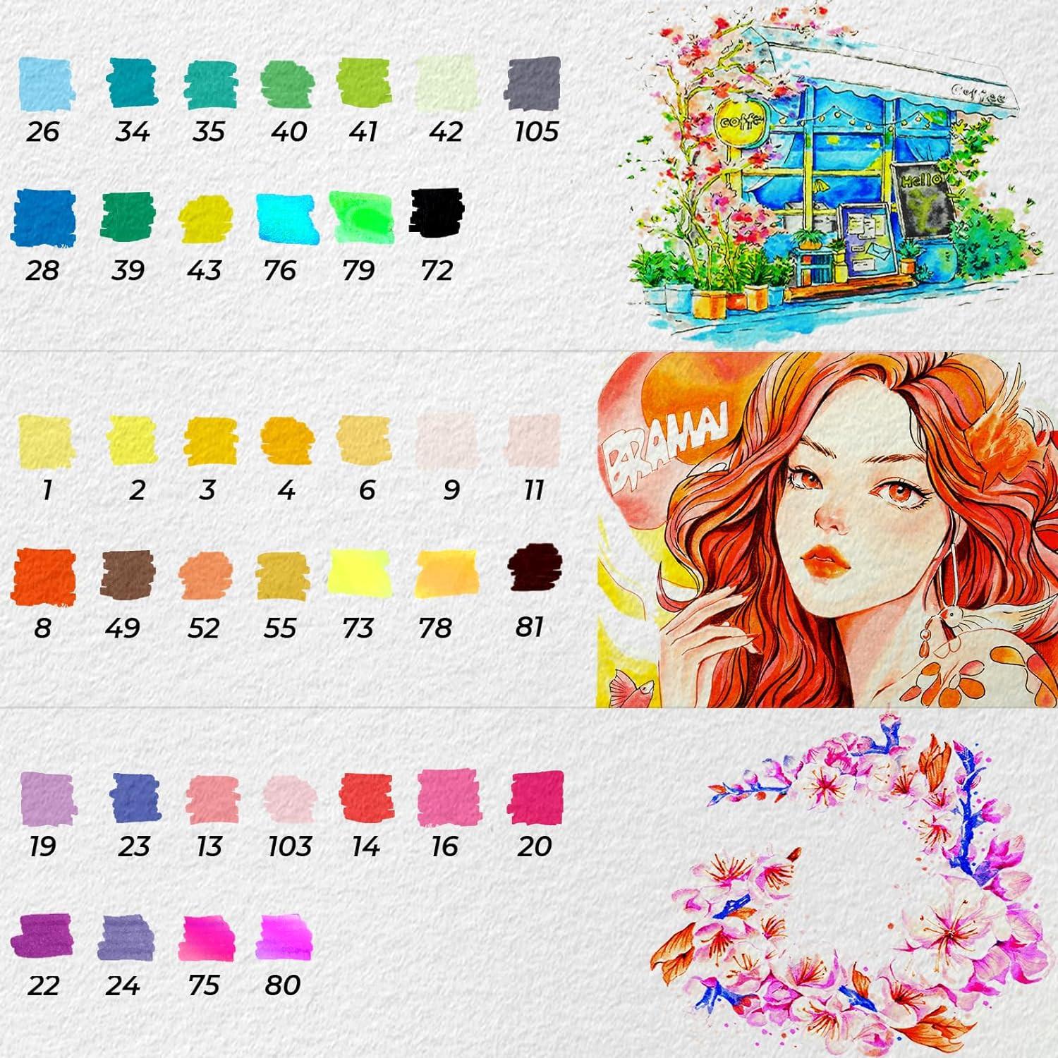 Ohuhu  Marqueurs d'art (base aqueuse, double face) - 40 couleurs 