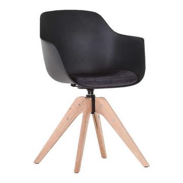 Fauteuil pivotant de luxe Stockholm noir avec coussin d'assise