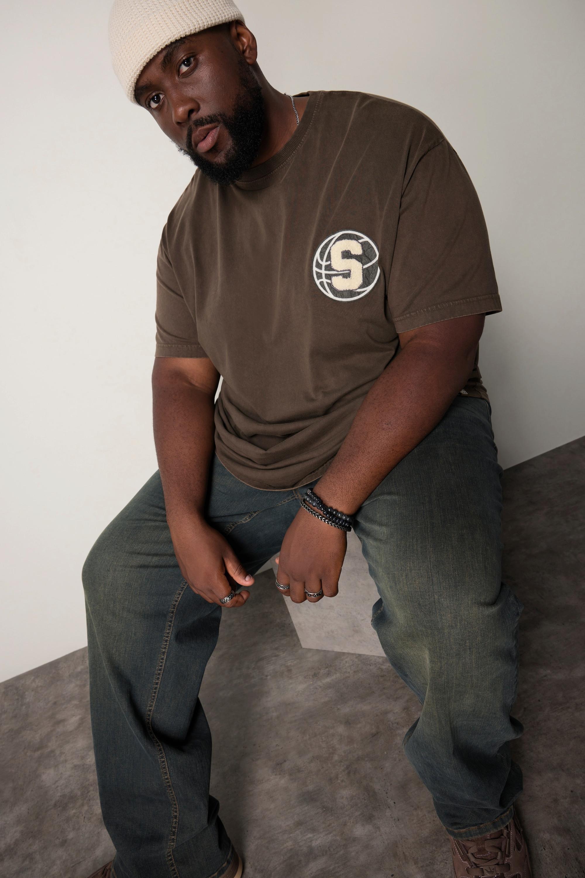 Sthuge Halbarm Vintage Look Oversized T-Shirt  