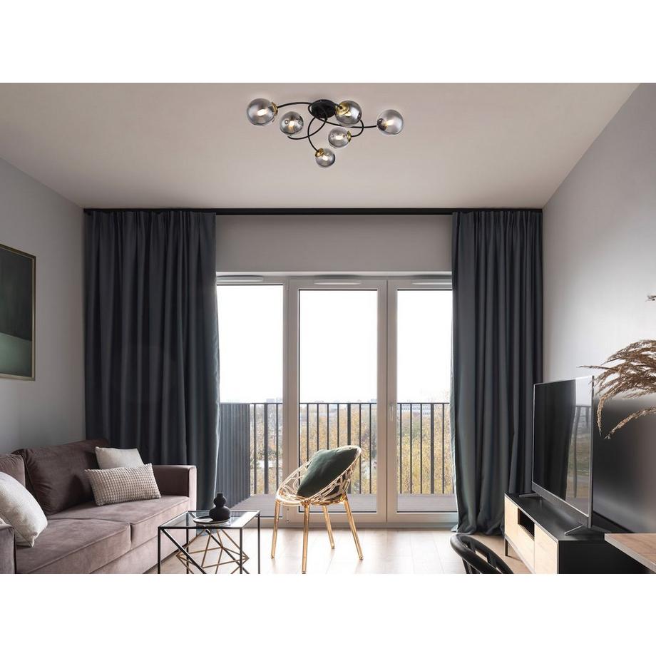 mutoni Plafonnier Jorge métal noir mat 6xG9  