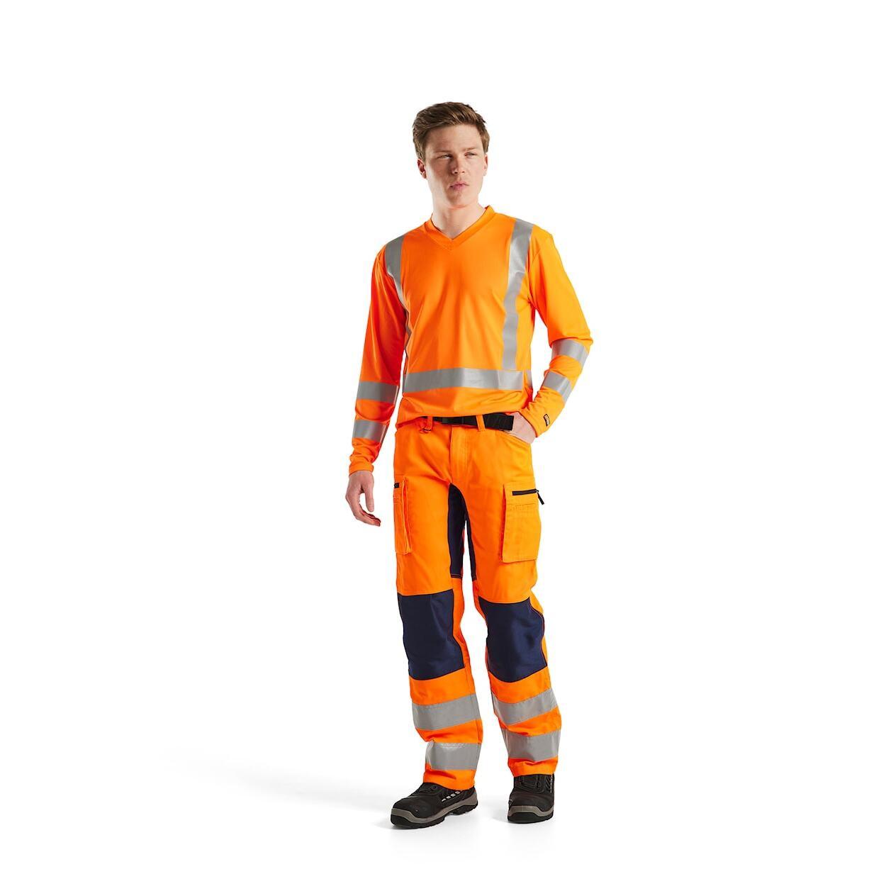 Blaklader Langarmshirt Hohe Sichtbarkeit V-Ausschnitt UV-Schutz Geruchshemmend  