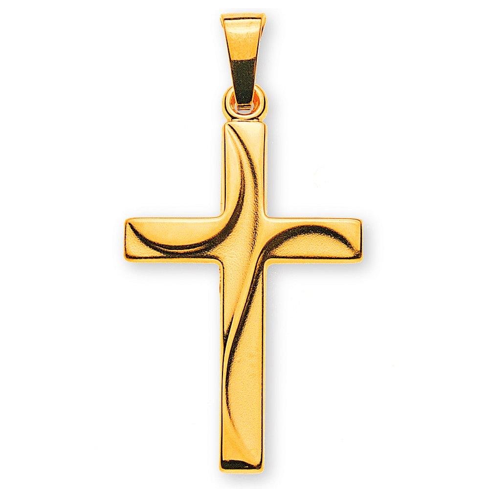 MUAU Schmuck  Pendentif croix en or jaune 750, 29x14mm 