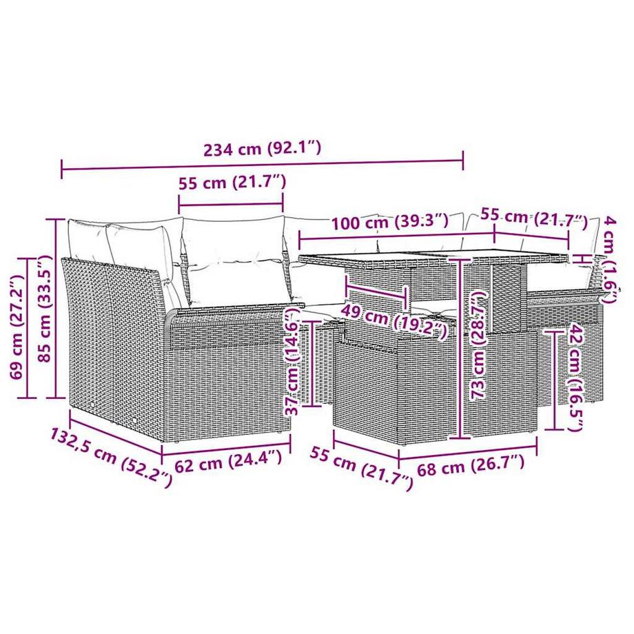 VidaXL Ensemble de canapé de jardin poly rattan  