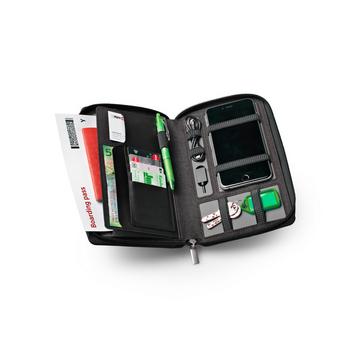 Portefeuille de voyage avec powerbank 4000 mAh "Smart Organizers", anthracite avec dufco logo