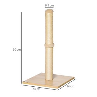 Northio  Tiragraffi Tiragraffi In Sisal Per Gatti, Stabile, Con Palla, 60 Cm, Truciolare, Beige+Rovere 