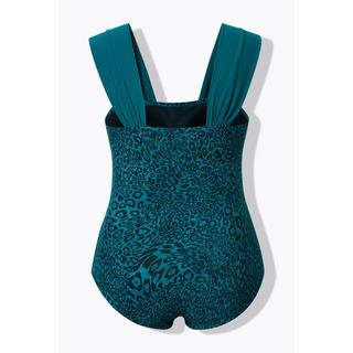 Ulla Popken  Maillot de bain motif léopard, bonnets souples et larges bretelles 