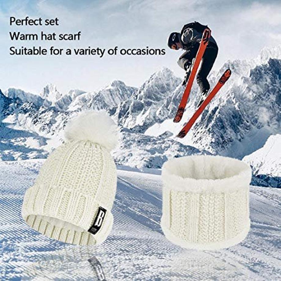 Only-bags.store Ensemble tricoté 5-en-1 bonnet écharpe gants  