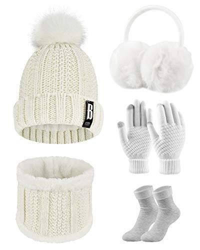 Only-bags.store  Ensembles de gants, écharpe et chapeau 5 en 1 tricotés 