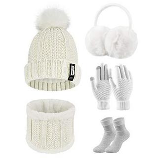 Only-bags.store Ensemble tricoté 5-en-1 bonnet écharpe gants  