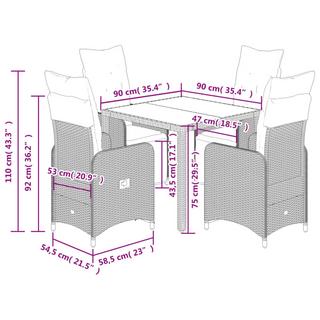 VidaXL Ensemble de bistro rotin synthétique  