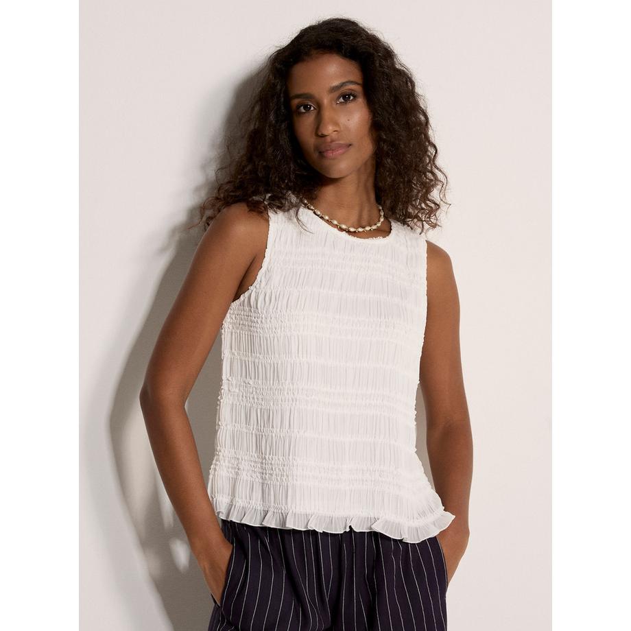 Chiffon-Oberteil mit gekräuselten Rüschen