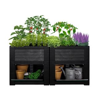 Weber Garden Jardinière surélevée 400 litres, avec compartiments de rangement  