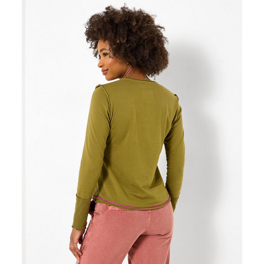 Joe Browns Langarmshirt mit Blumenstickerei und Knopfleiste  