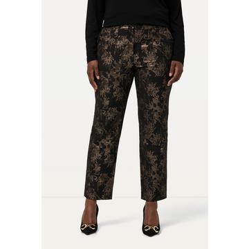 Pantalon Sophie, coupe ajustée, tissu Jacquard motif doré