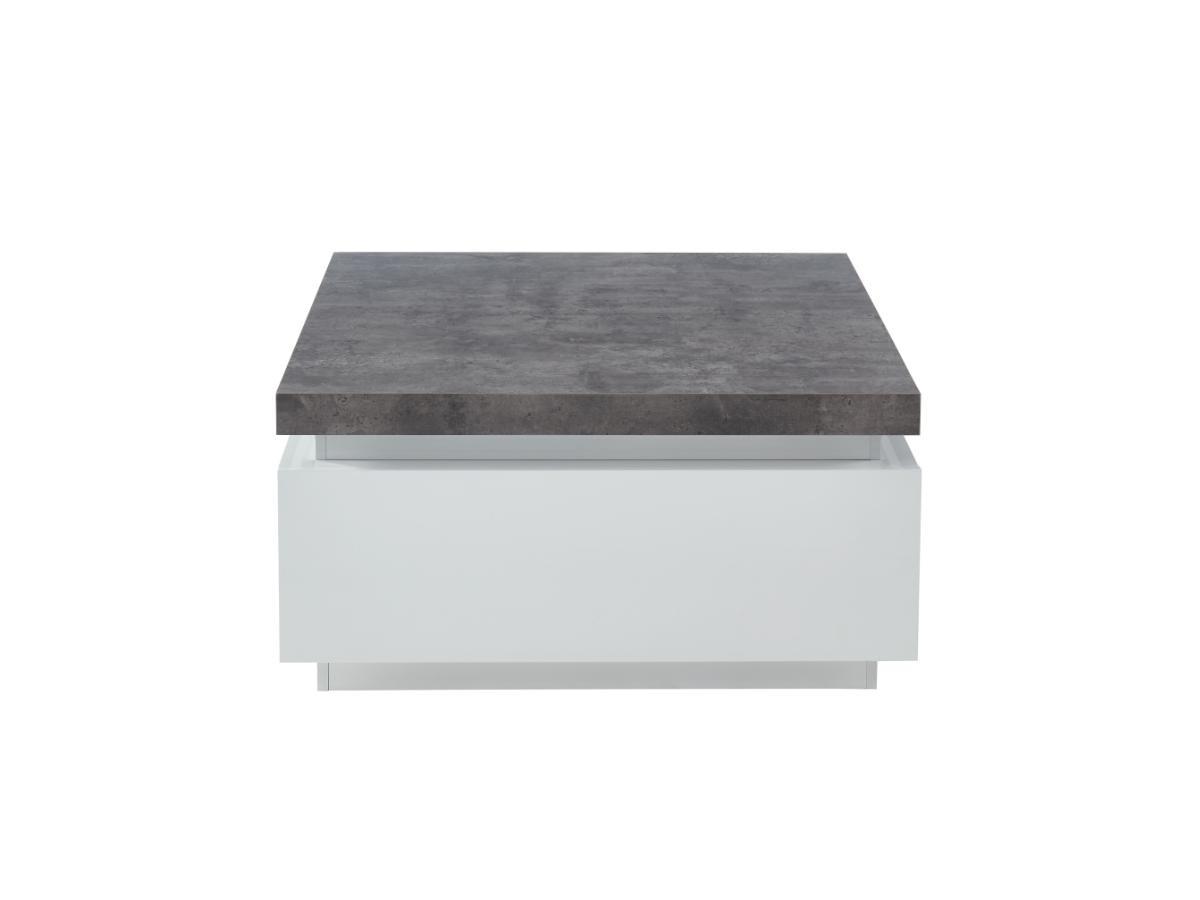 Vente-unique Table basse HALO II 2 tiroirs MDF laqué Avec LEDs Béton  