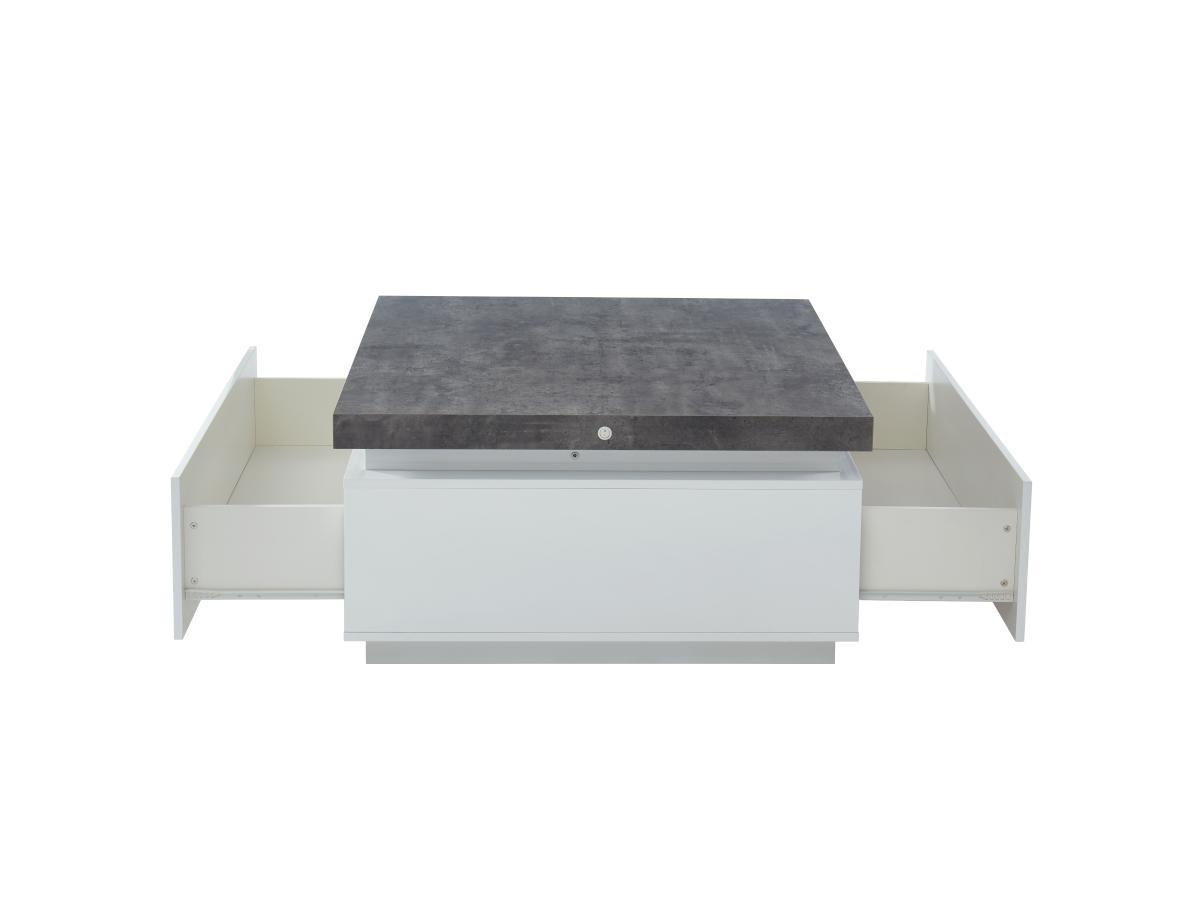 Vente-unique Table basse HALO II 2 tiroirs MDF laqué Avec LEDs Béton  