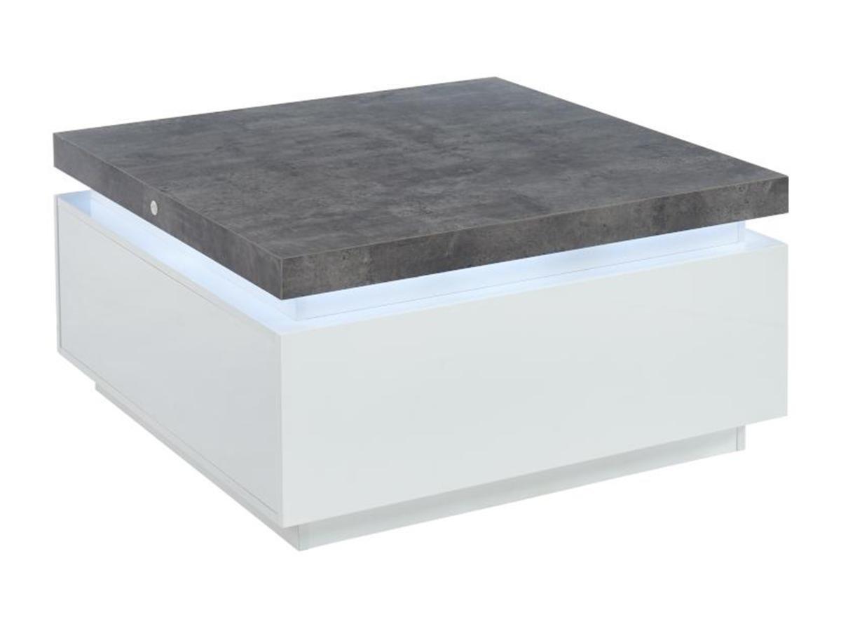 Vente-unique Table basse HALO II 2 tiroirs MDF laqué Avec LEDs Béton  