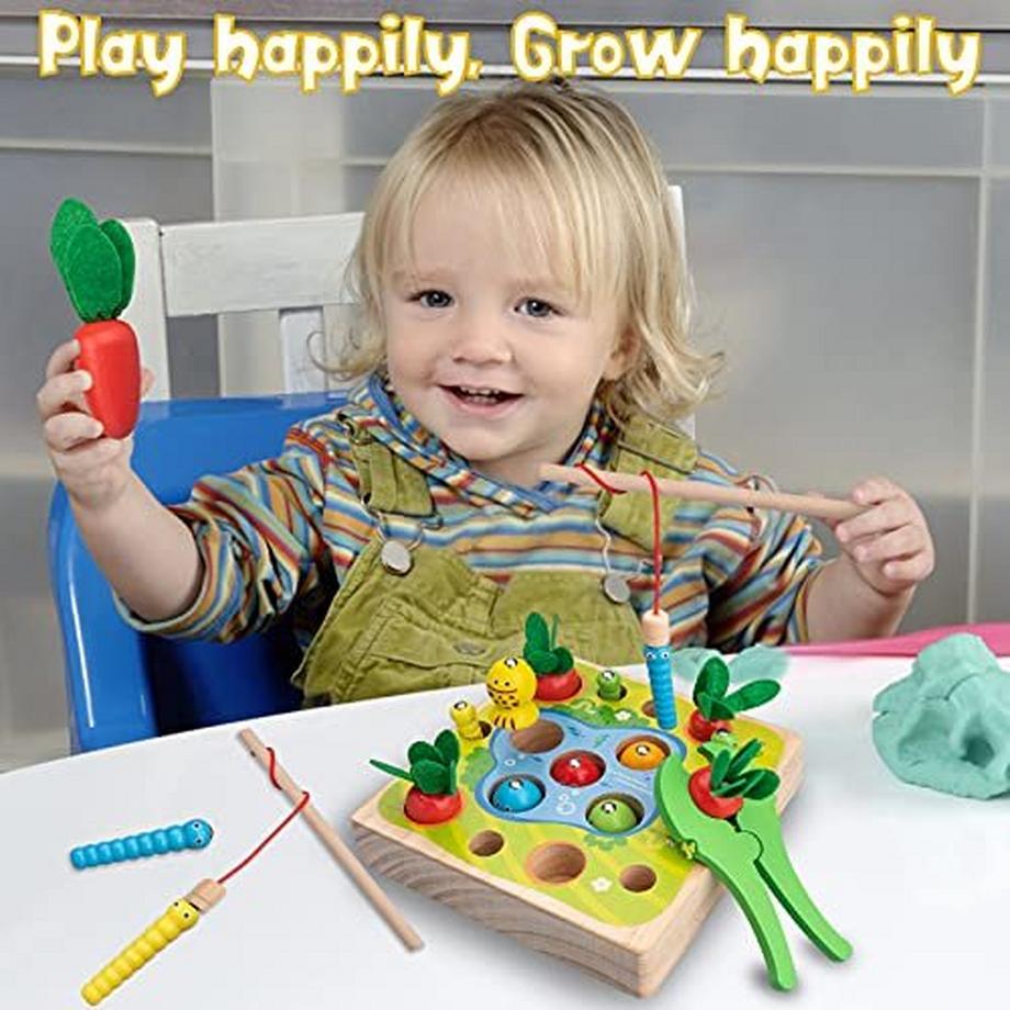 Activity-board  Holzpuzzle Fisch Karotte Ernte, frühes Lernen pädagogische Puzzles 