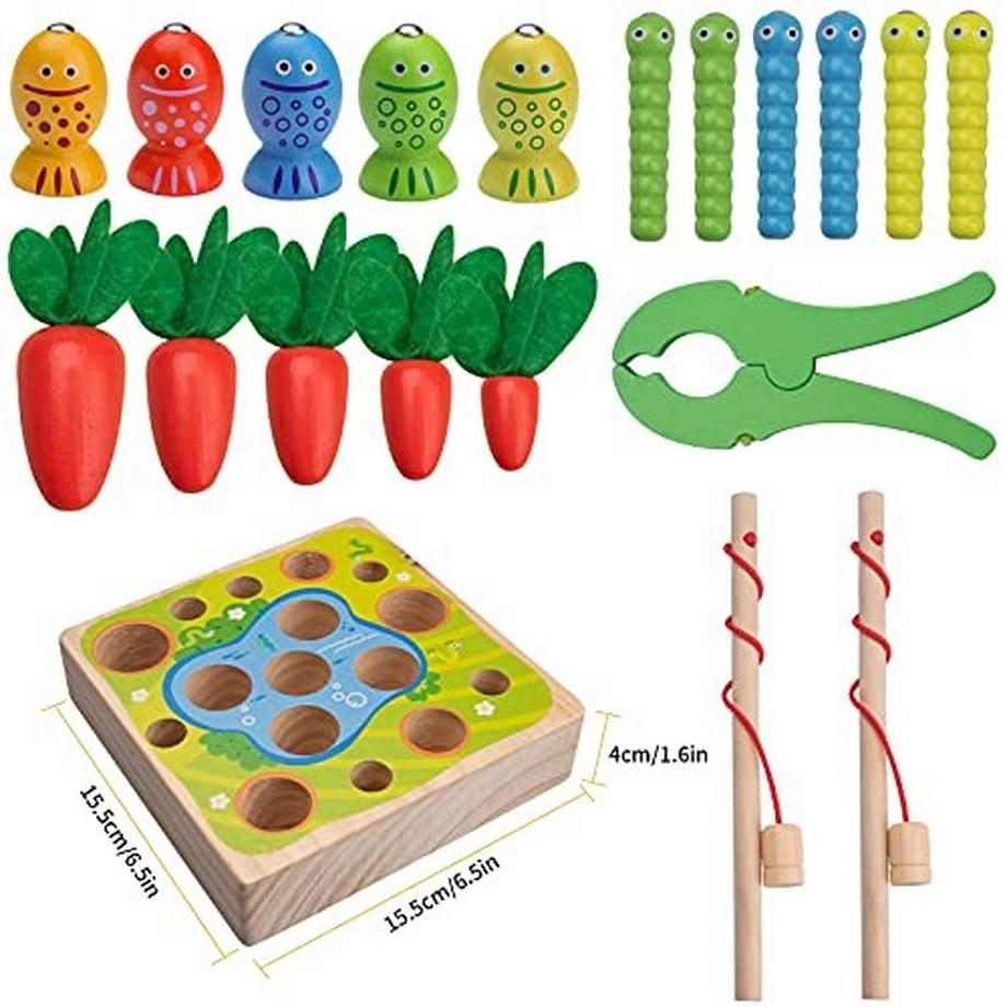 Activity-board  Holzpuzzle Fisch Karotte Ernte, frühes Lernen pädagogische Puzzles 