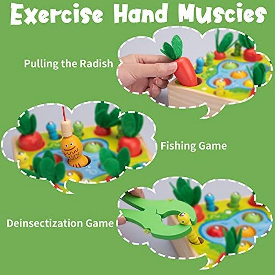 Activity-board  Holzpuzzle Fisch Karotte Ernte, frühes Lernen pädagogische Puzzles 
