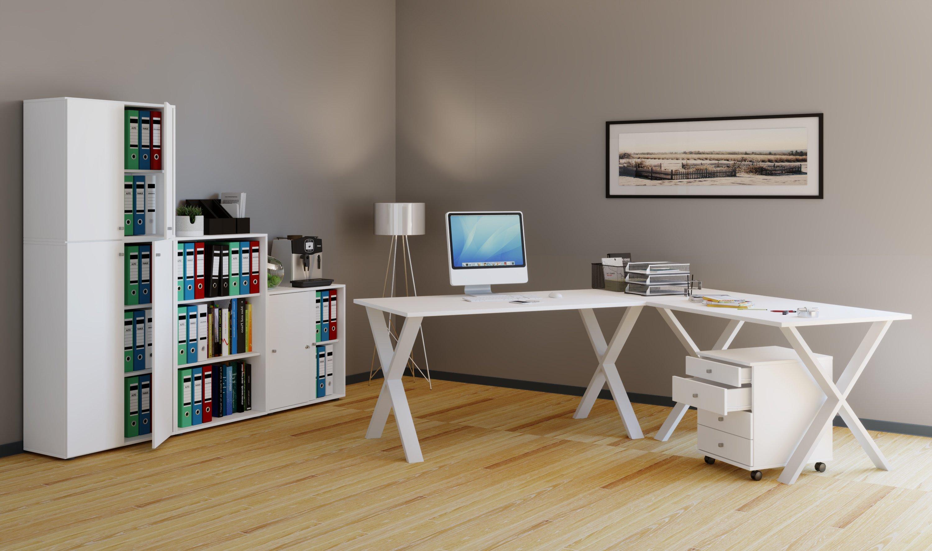 VCM Bureau d'angle Bureau informatique Table d'angle Lona 80 X Alu Blanc Bureau d'angle Bureau informatique Table d'angle Lona 80 X Alu Blanc  