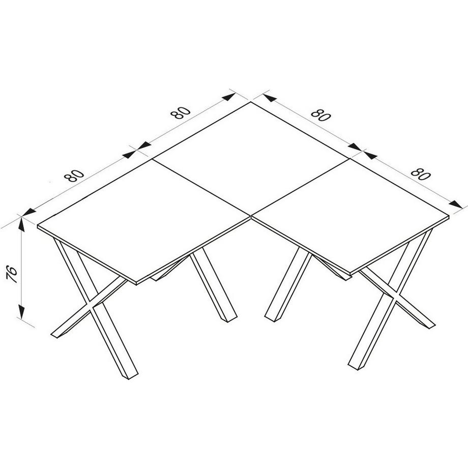 VCM Eckschreibtisch Schreibtisch Computer Winkeltisch Lona 80 X Alu Weiß  