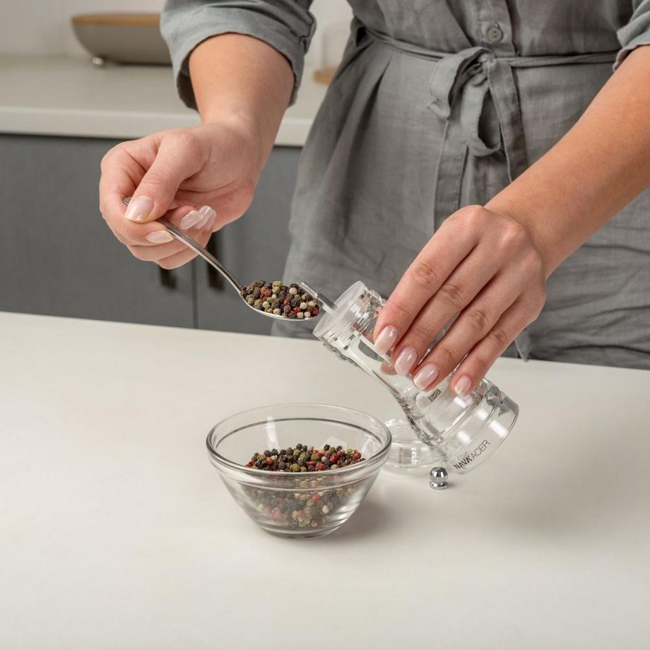 NAVA  Broyeur en acrylique transparent avec mouture en céramique réglable 