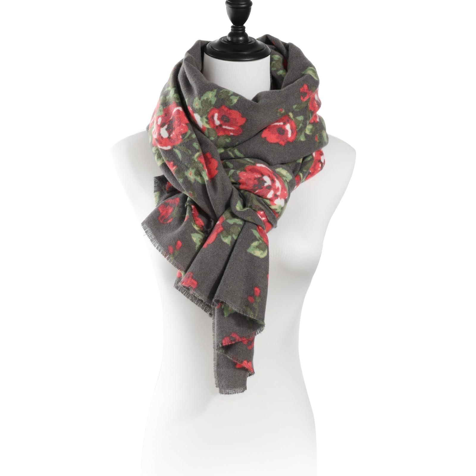 Only-bags.store Sciarpa Lunga Morbida Calda Stampa Floreale  