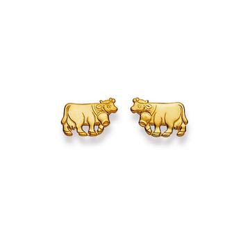 Clous d'oreilles vache or jaune 375, 8x12mm