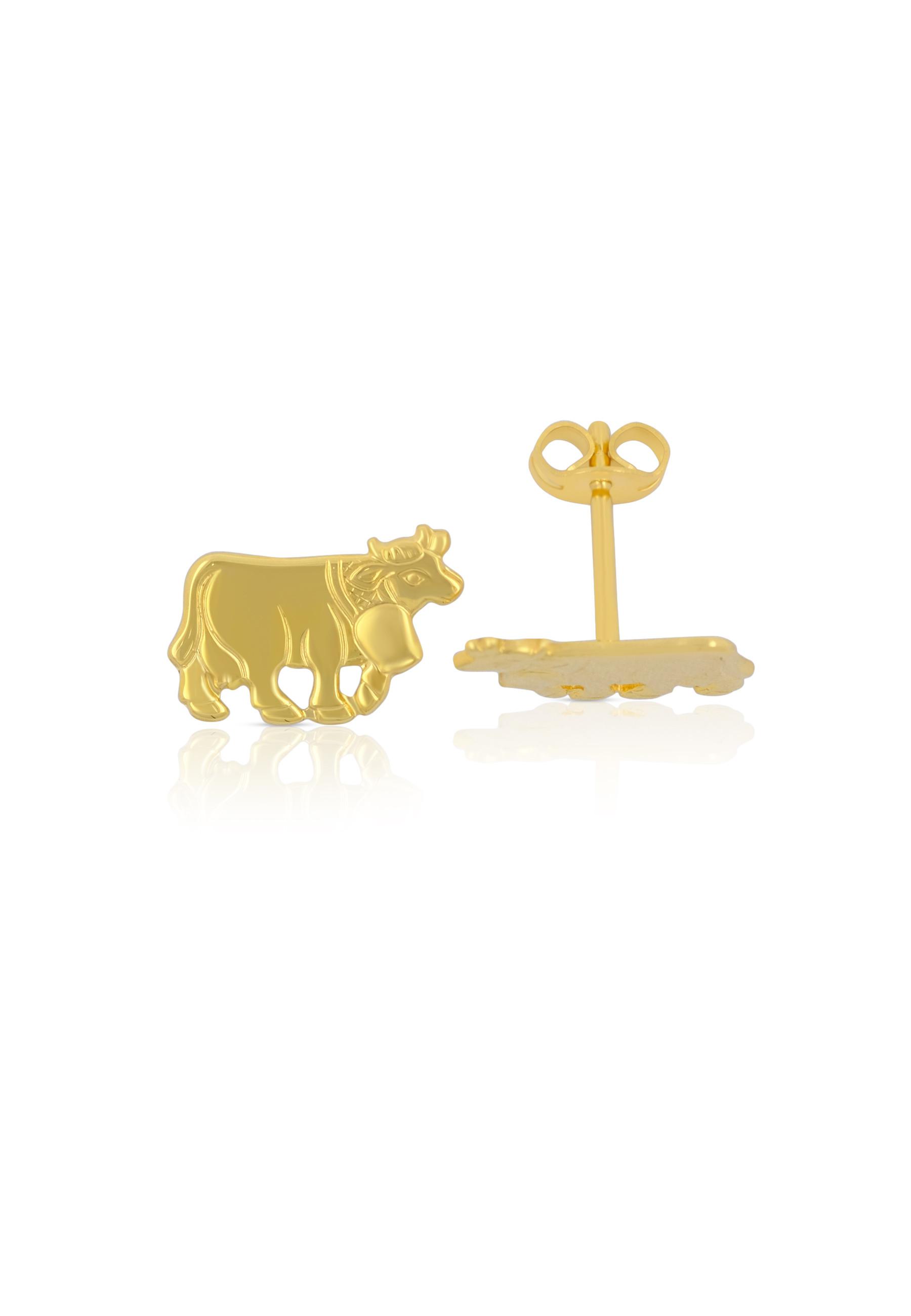 MUAU Schmuck  Clous d'oreilles vache or jaune 375, 8x12mm 