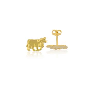 Clous d'oreilles vache or jaune 375, 8x12mm