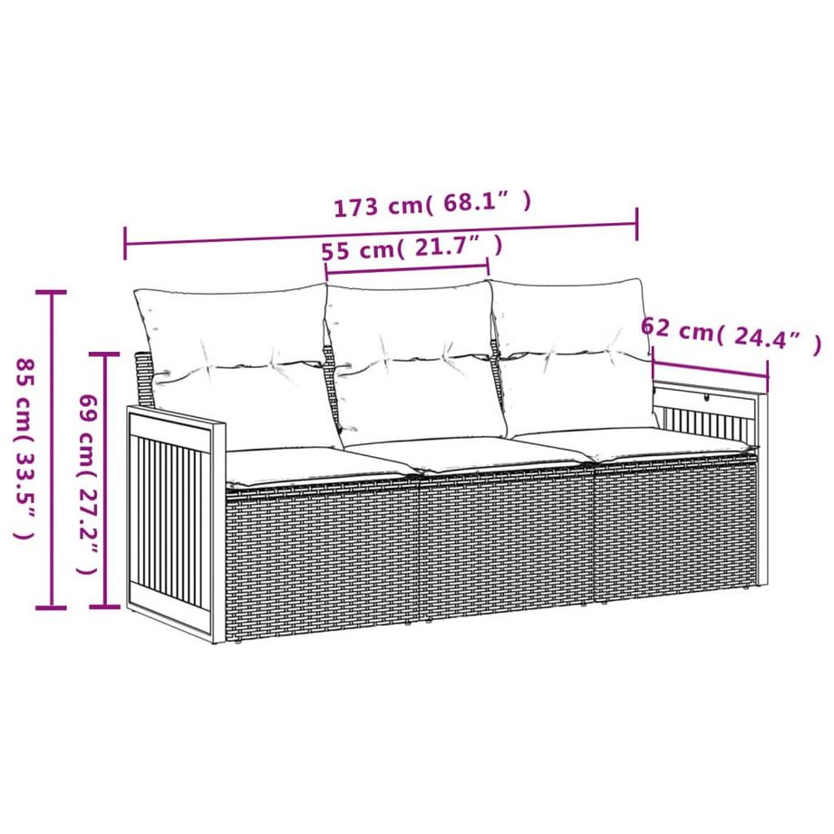 VidaXL Ensemble de canapés de jardin rotin synthétique  